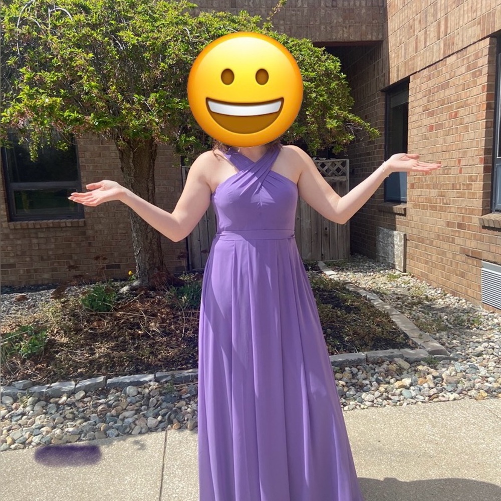 Azazie Purple Dress with Halter Neckline
